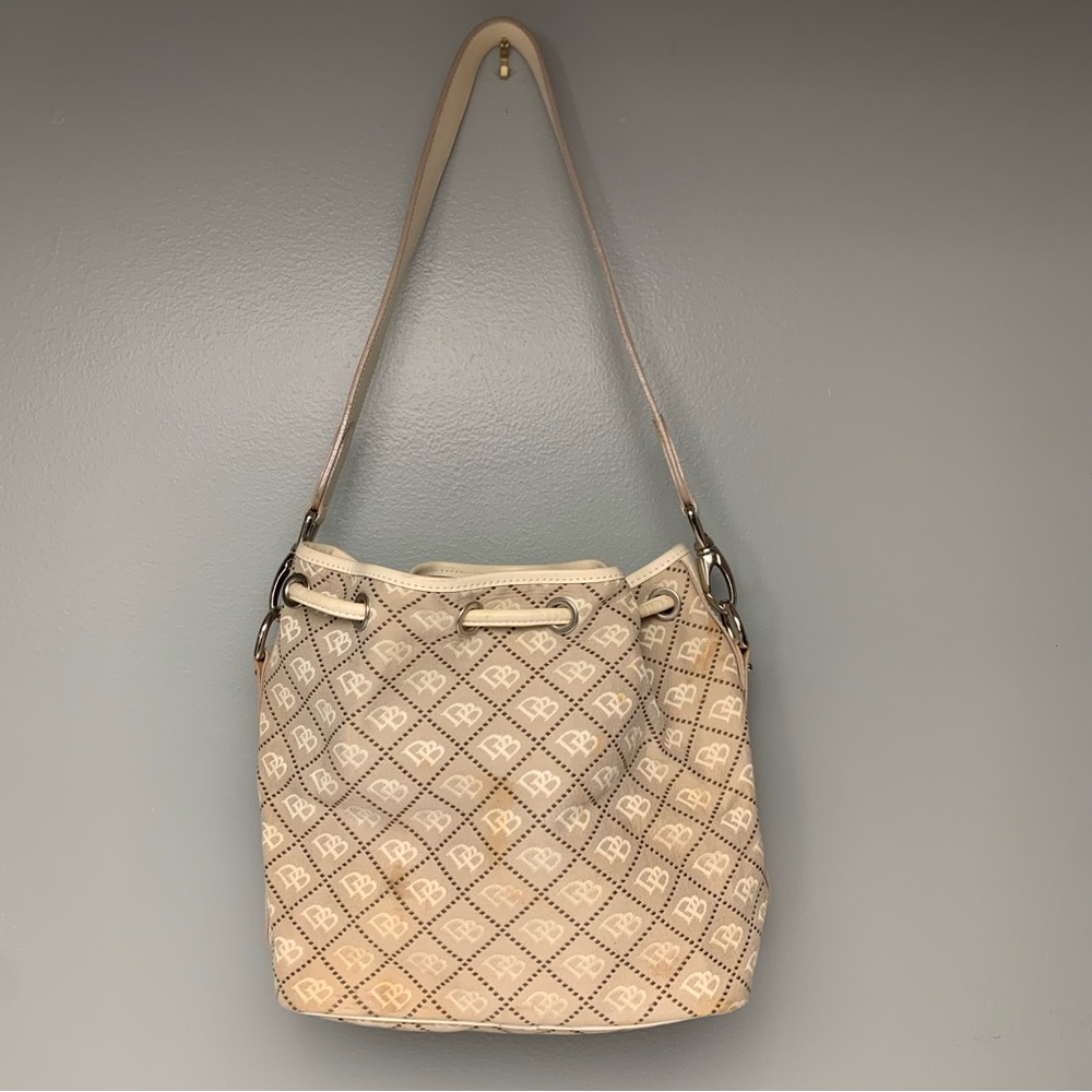 Dooney & Bourke Handbag Drawstring Bucket Tote Hobo Monogram Y2K Purse [Stained] - Picture 14 of 16